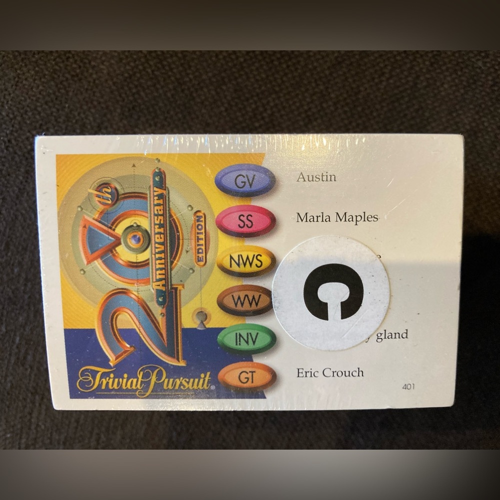 20th Anniversary Trivial Pursuit card stack C-still wrapped